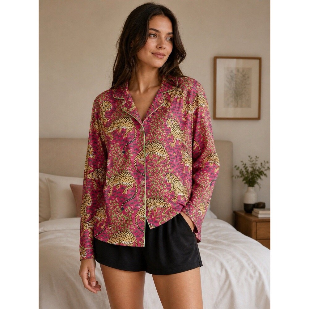 Print Fresh Pajama Top In Bagheera Print 100% Organic Cotton 2X
